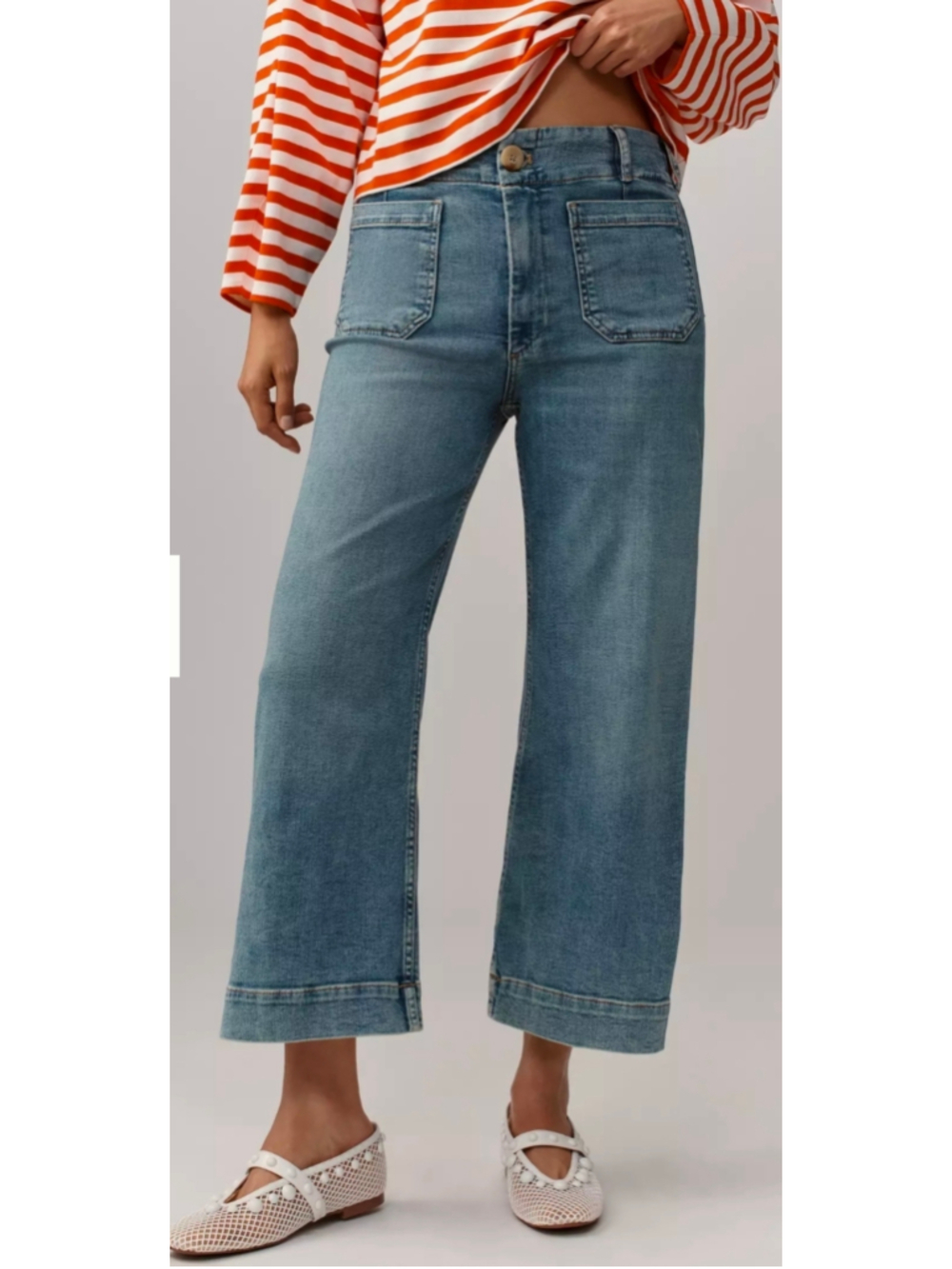 Anthropologie Maeve The Colette High-Rise Crop Wide-Leg Jeans Size 27